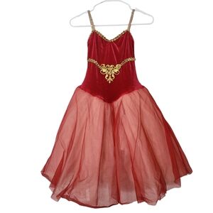 Red Velvet Ballet Costume Red and White Tulle Tutu Size Adult Small